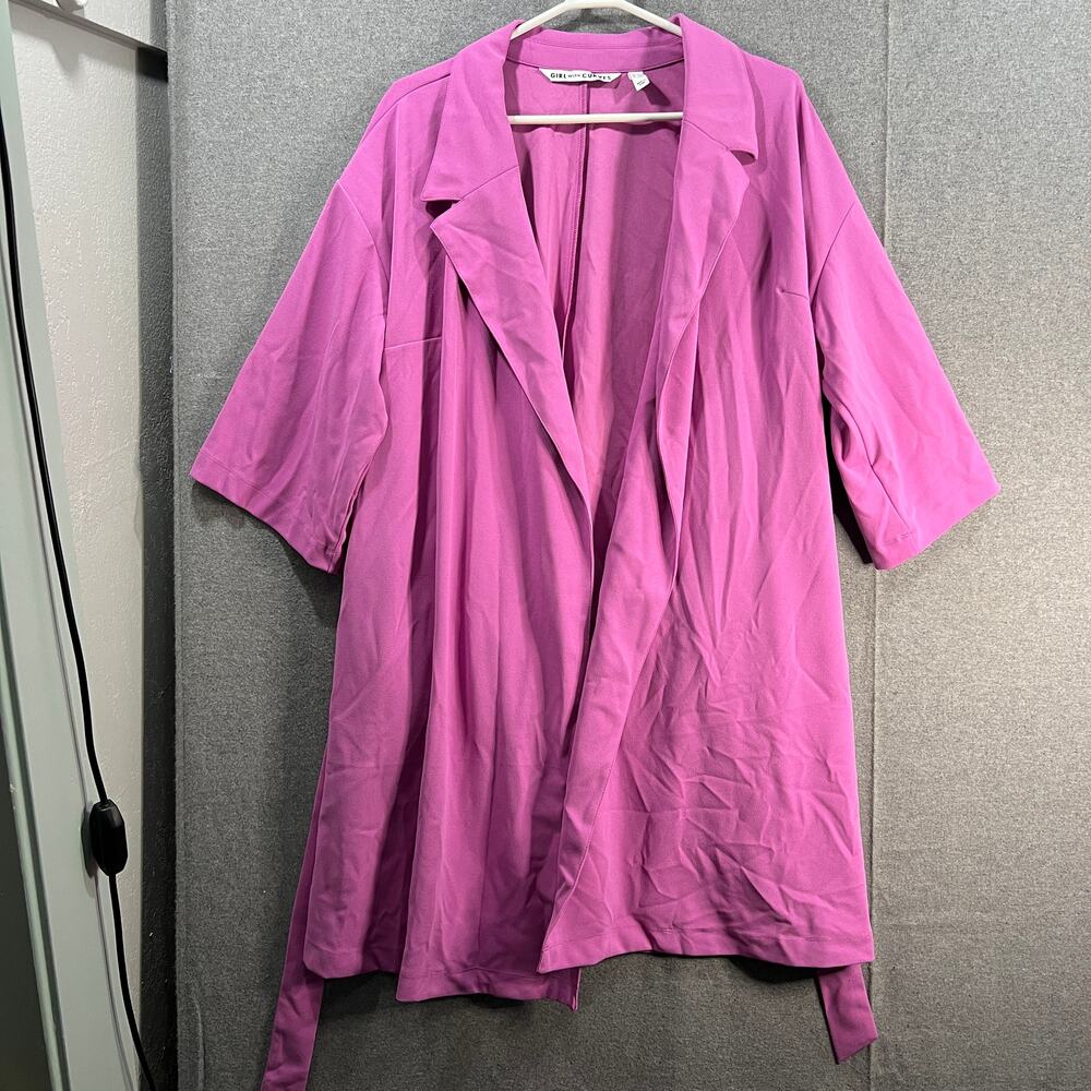 Girl With Curves Petite 3/4Sleeve Wrap Coat with Tie Wa Radiant Orchid Petite 1X